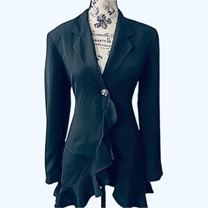 Emanuel Ungaro Parallel Paris Black Ruffled Evening Dress Jacket